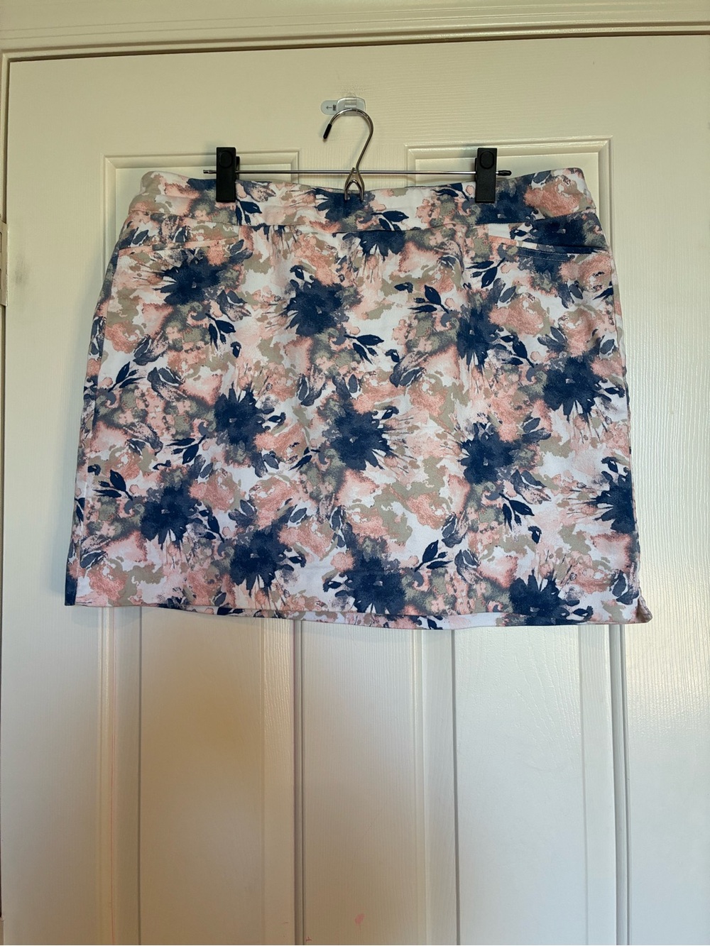 croft & barrow Pink and Navy Floral Print Mini Skirt